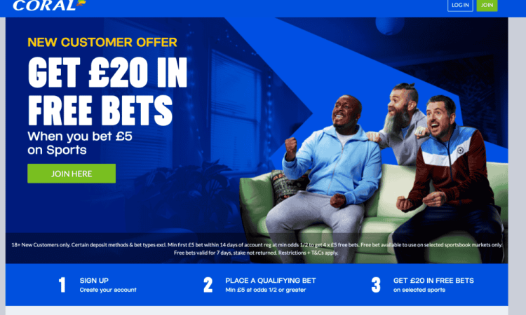 Coral - our most popular free bet offer