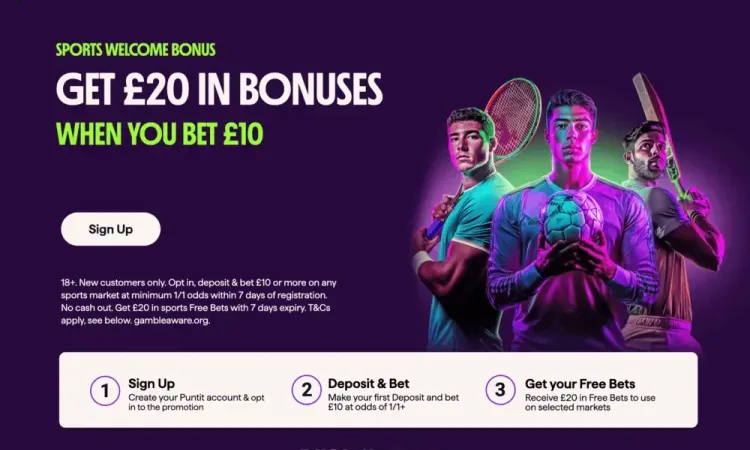 £20 in Free Bets from Puntit