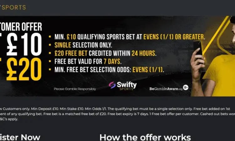 Swifty Sports - New Bookmaker offering £20