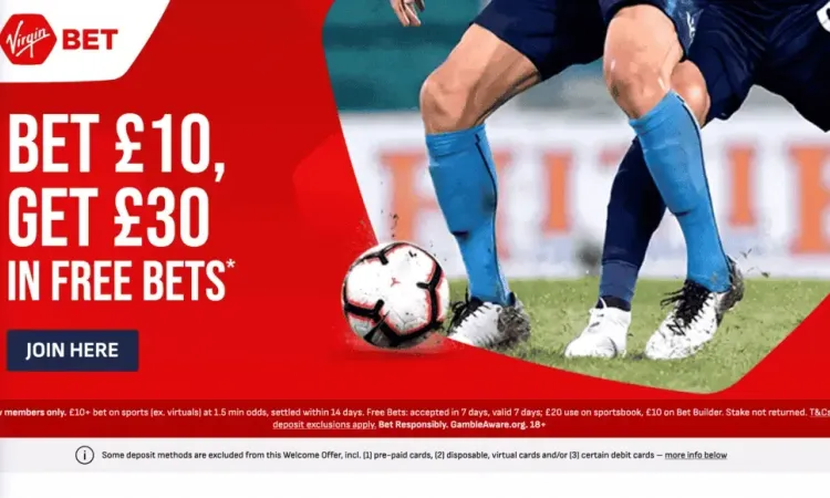 Virgin Bet - £30 from the great football bookmaker
